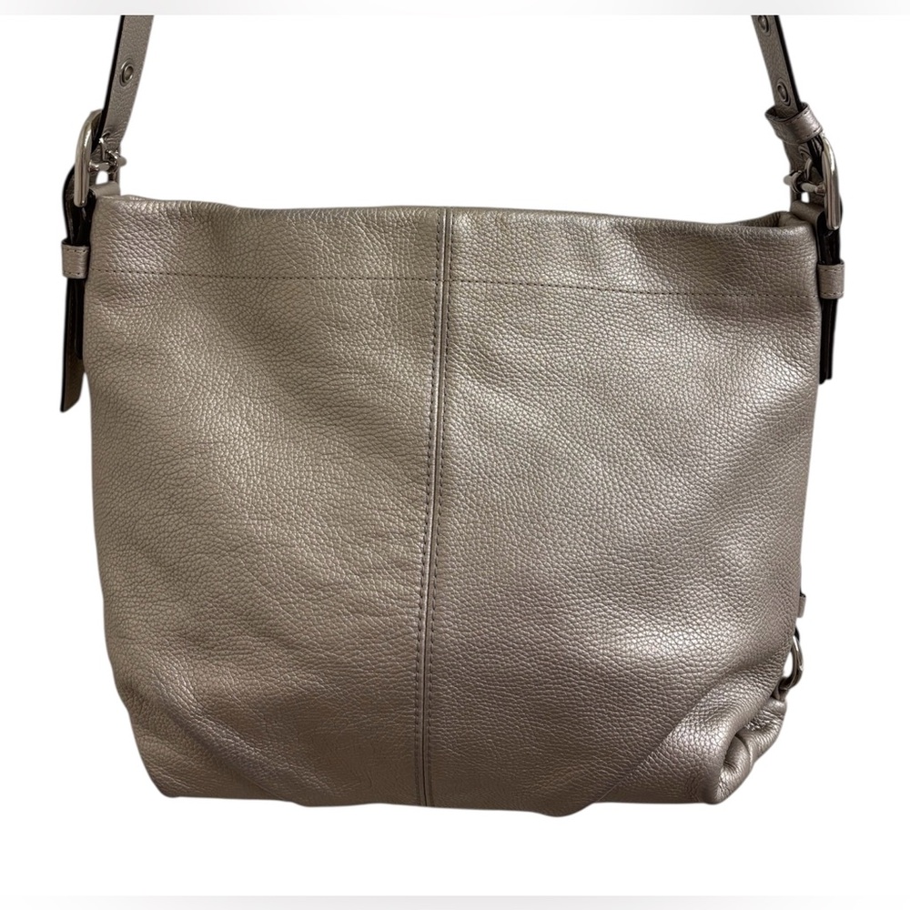 Coach silver metallic pebbled leather 2-way duffle - Picture 3 of 11